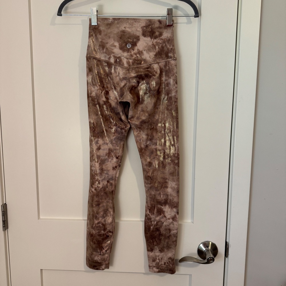 Lululemon Wunder Under High-Rise Legging 25 Gold Foil Tie Dye Leggings Size 2